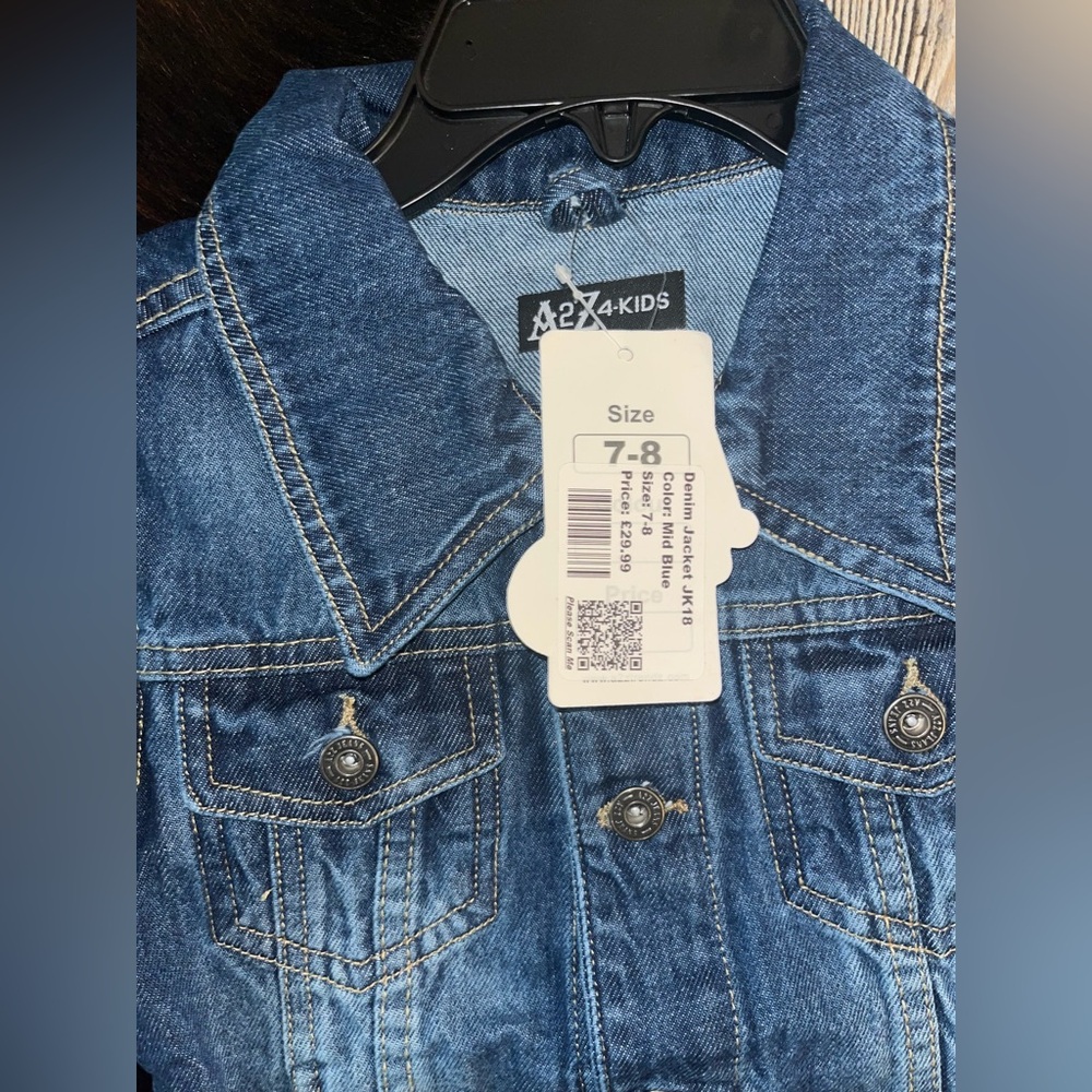 AToZ4Kids size 7/8 blue jean button up sleeveless vest nwt medium wash denim - Picture 4 of 5